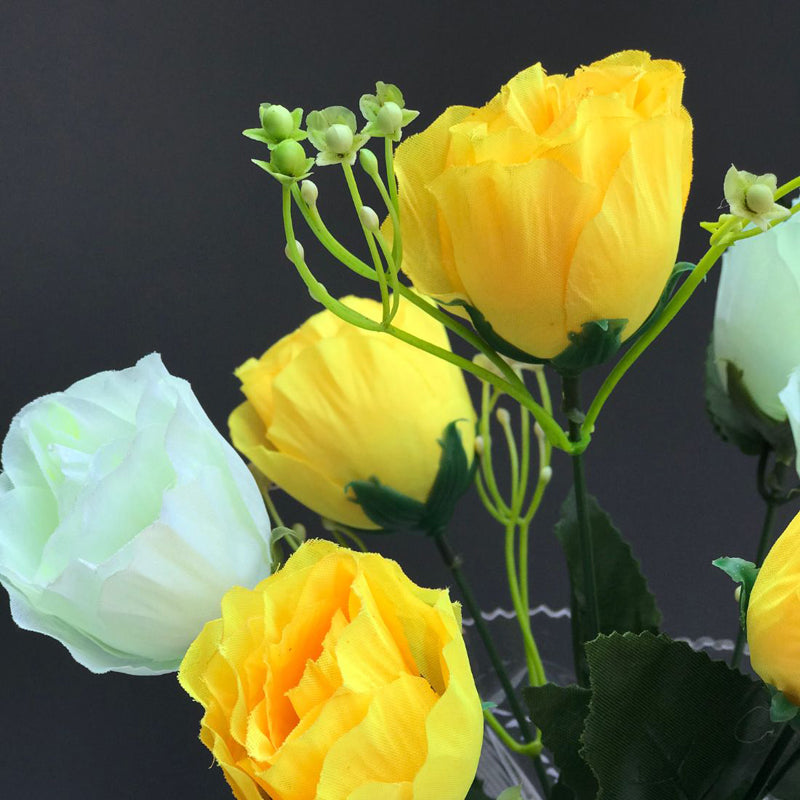 Fiora Artificial Rose (Yellow & White)  Set of Two media 5