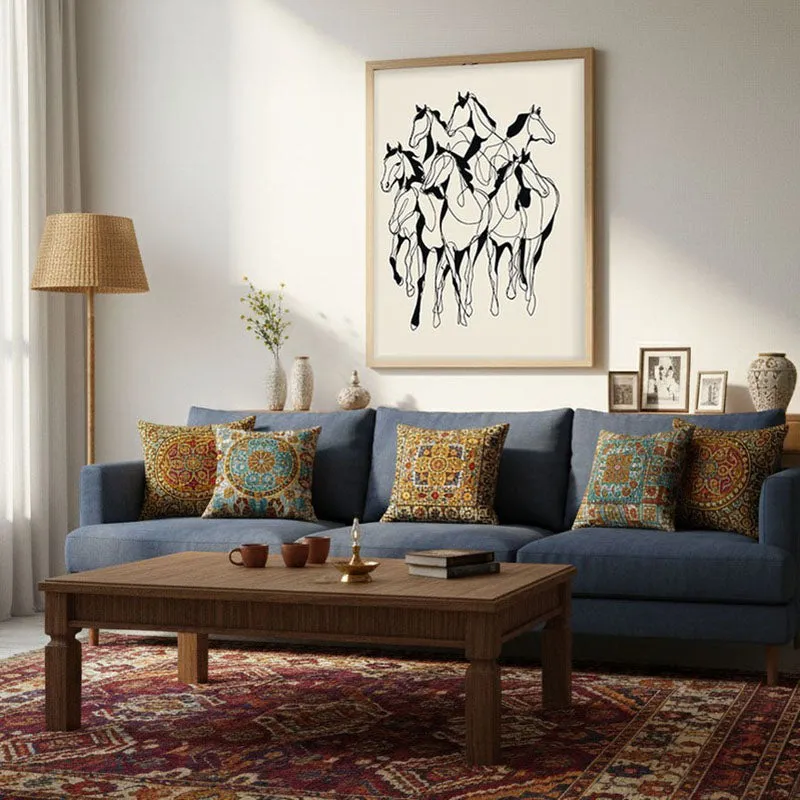 Horse in Harmony Wall Painting With Brown Frame media 3