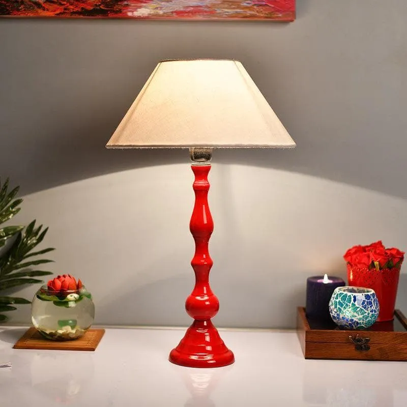 Graceful Gleam Fabric Table Lamp - Red,White media 1