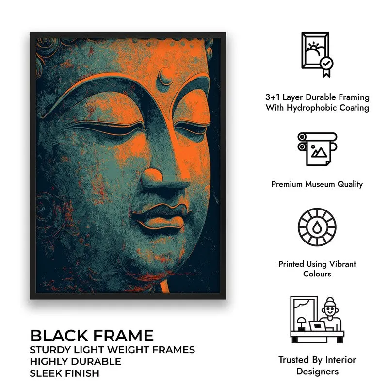 Vivid Serenity Buddha Archival Paper Wall Painting With Black Frame media 9