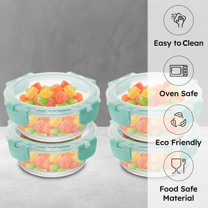 Nibron Leak Proof Glass Lunch Box (215 mL Each) - Set Of Four