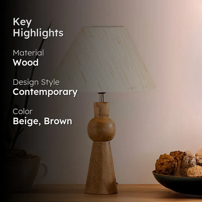 Angler Neo Wooden Table Lamp - Beige,Brown media 2