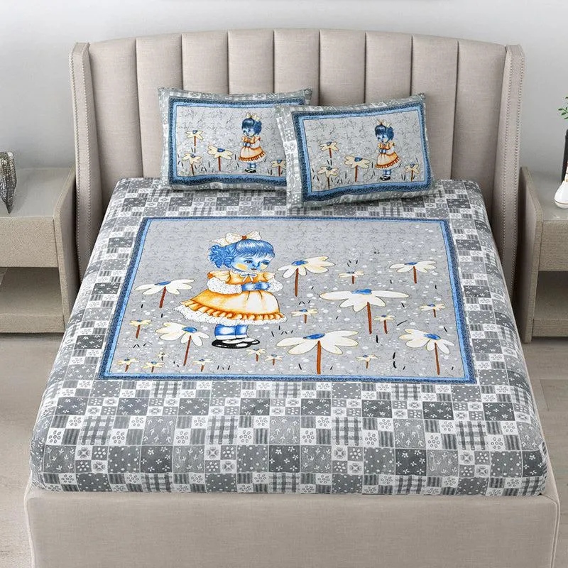 Princess Pets Kids Cotton Bedsheet (Blue) - 140 TC media 1