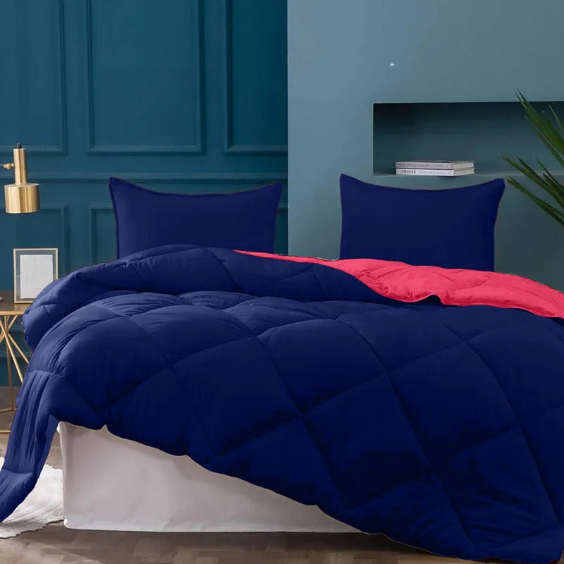 Wide Checkered Dual Color Cotton Comforter (Blue, Pink) - 400 GSM media 3