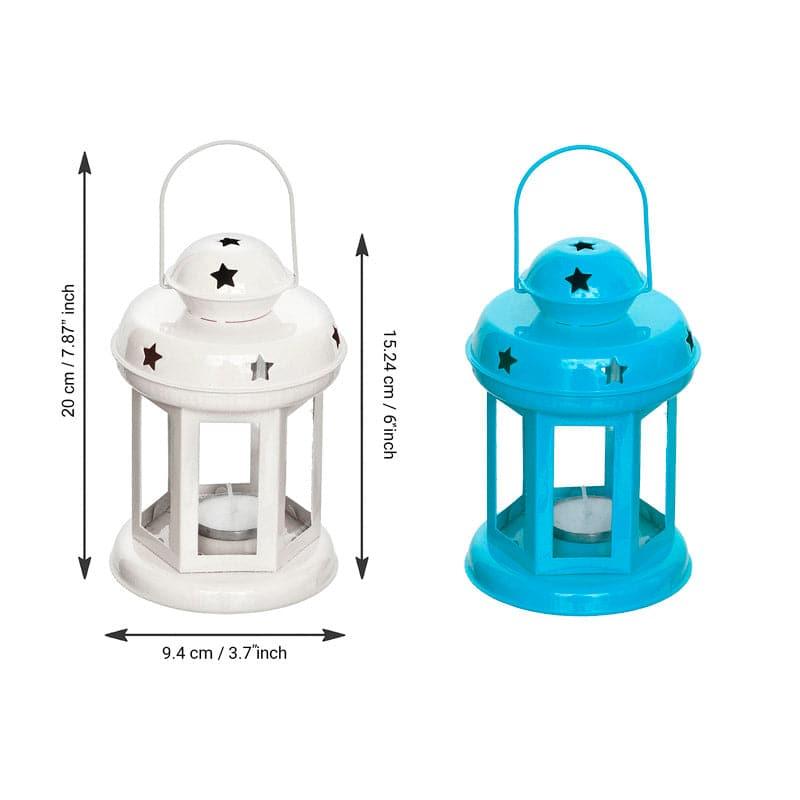 Lantern Lore Tealight Candle Holder (Blue & White) - Set Of Two media 4