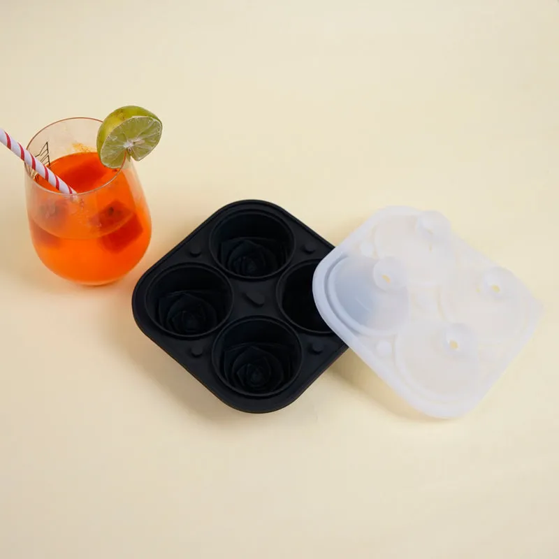 Rose Silicone 4-Cube Ice Mould - Black media 1