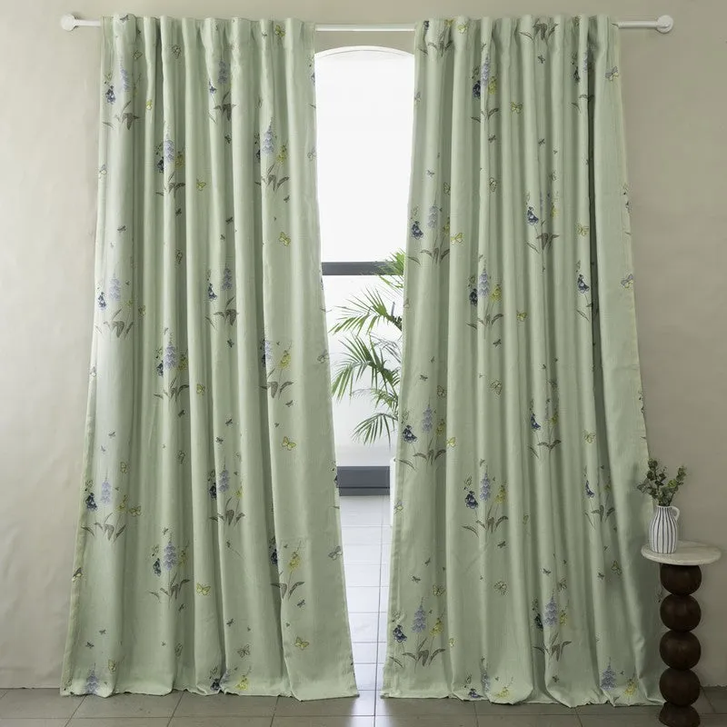 Tranquebar Home Floral Royale Polyester Curtains(Green) - Set Of Two media 3