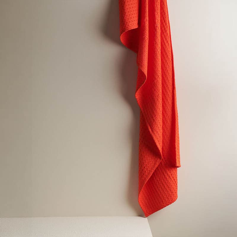 Alyssa Textured Waffle Bath Towel - Orange media 4
