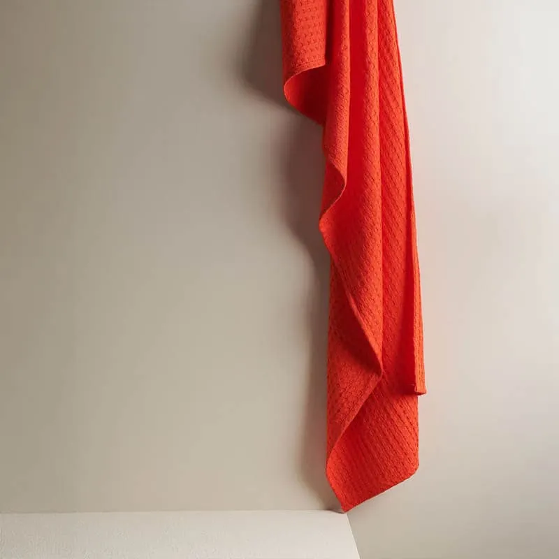 Alyssa Textured Waffle Bath Towel - Orange media 4