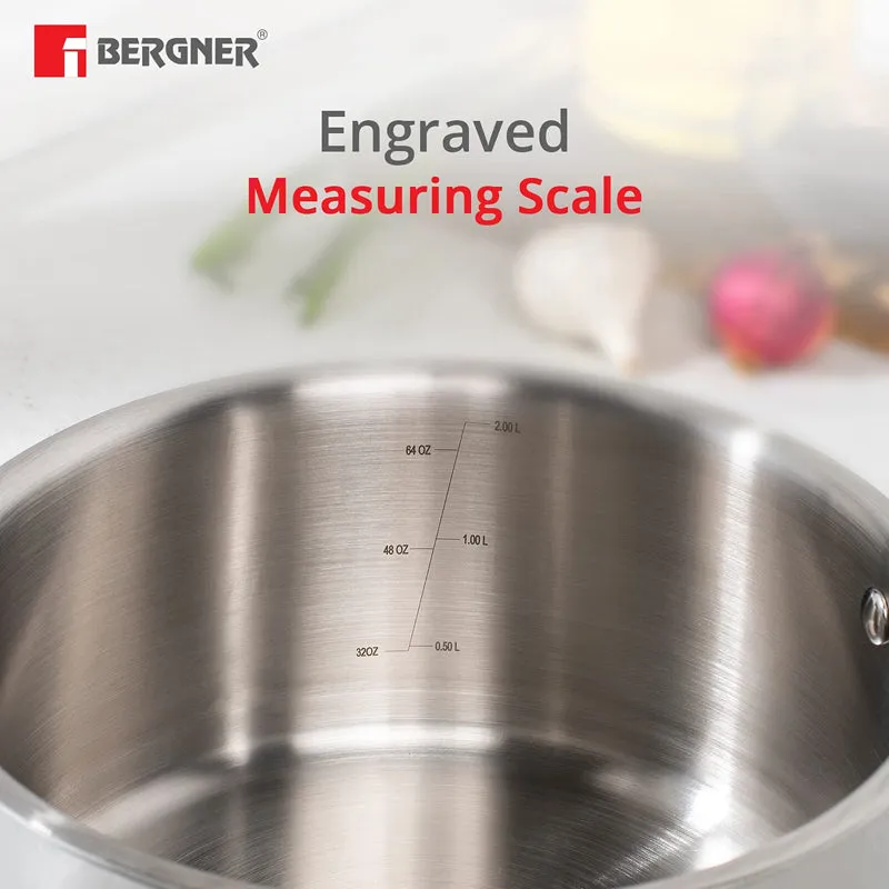 Bergner Argent Triply Saucepan With Lid - 1000 ML media 7