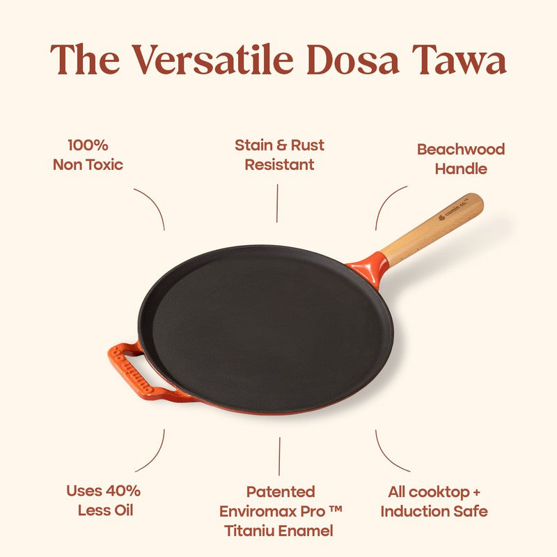 Cumin Co Enamel Cast Iron Dosa Tawa (Rust,Black) - 28 cm media 4