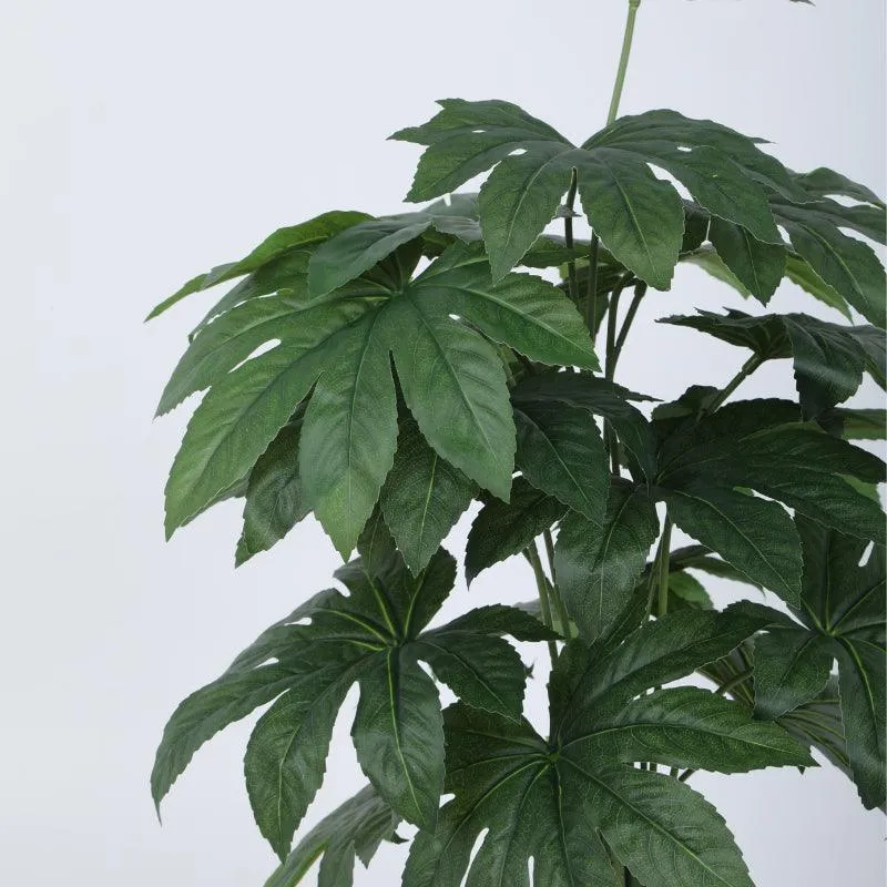 Faux Philodendron Silk Plant With Black Plastic Pot - 2.13 ft media 5