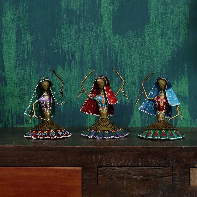 Dancing Ladies Ethnic Showpiece - Set Of Three media 1