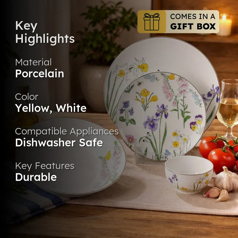 Urban Form 24k Gold Brushed Dinner Set (Yellow,White)- 20 Piece Set media 2