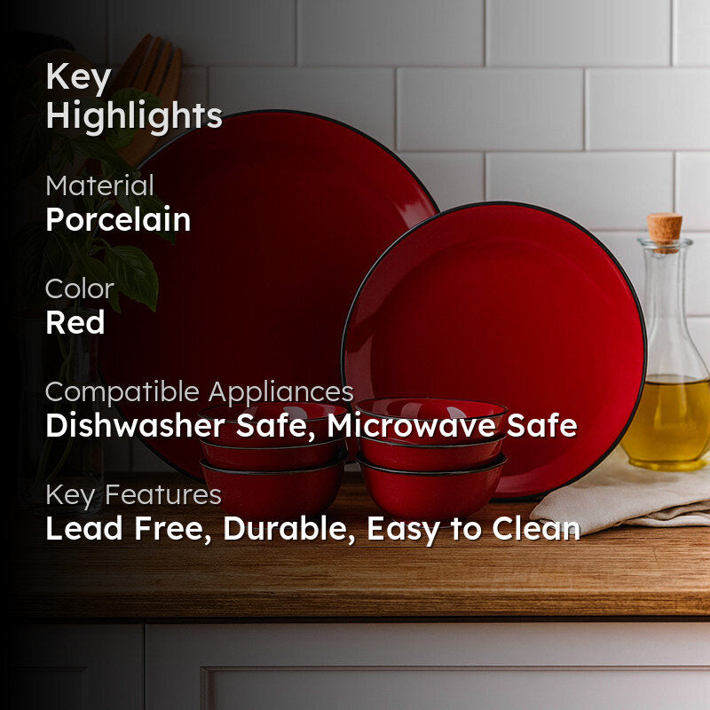 Basic Crimson-y Dinner Set - 18 Piece Set media 2
