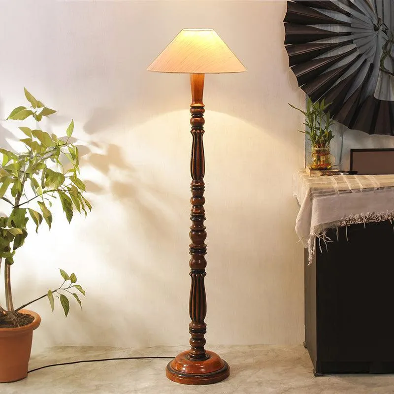 Krida Vintage Wooden Floor Lamp - Off-White media 1