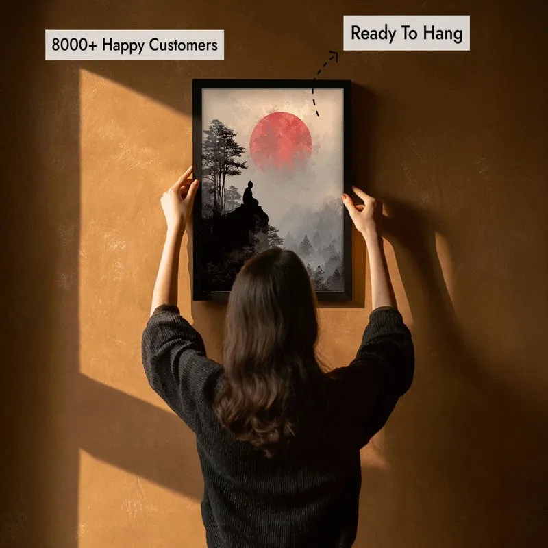 Crimson Sun IV Over Silent Peaks Wall Painting With Black Frame media 6