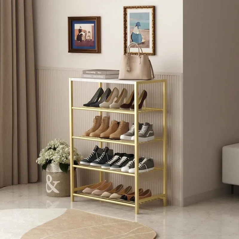 Utility Metal Shoe Rack - Gold media 1