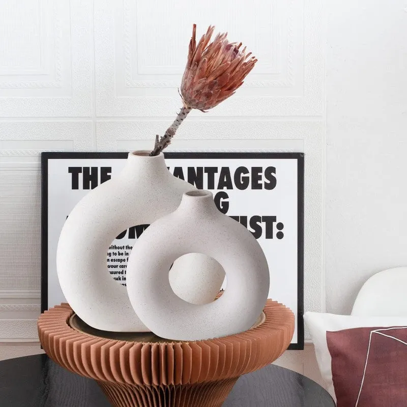 Modern Double Loop Ceramic Vase - Set Of Three media 3