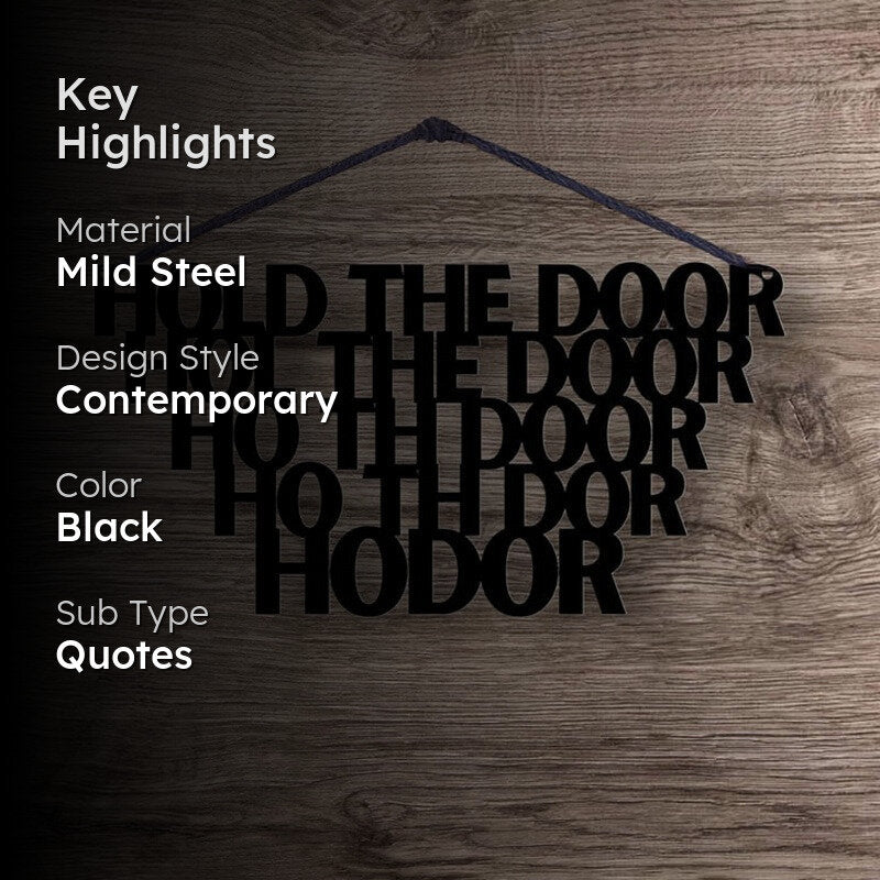 Hodor Game of Thrones Typography Mild Steel Wall Accent media 2
