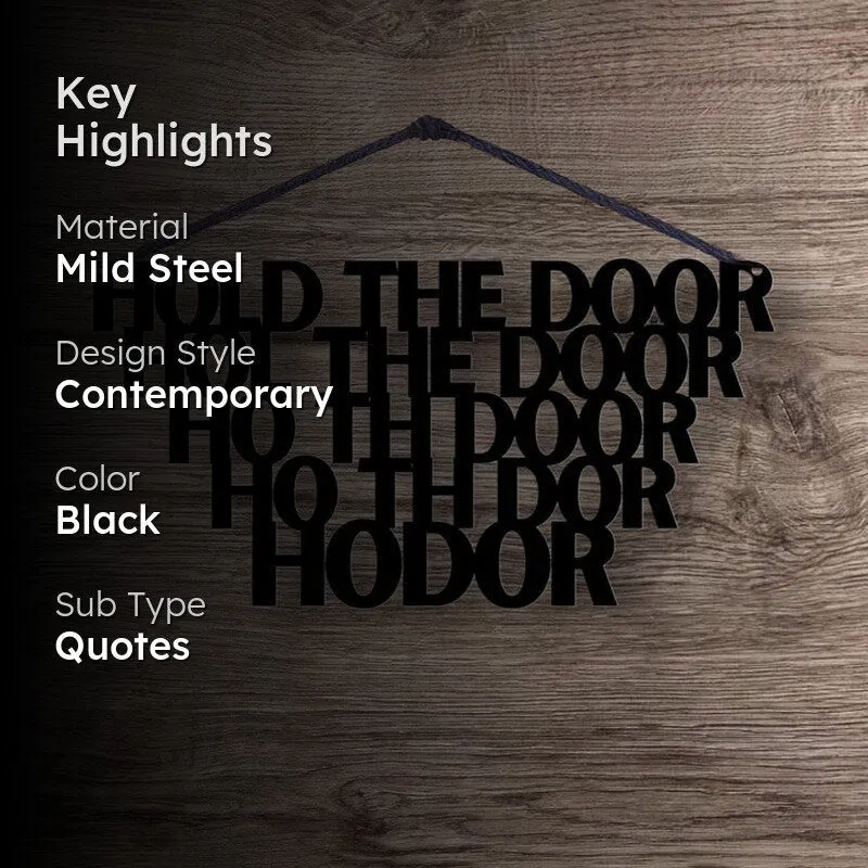 Hodor Game of Thrones Typography Mild Steel Wall Accent media 2