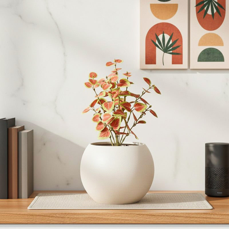 Artificial Natural Looking Coleous Big Plant With Black Fiber Pot (Brown) - 1.4 Feet