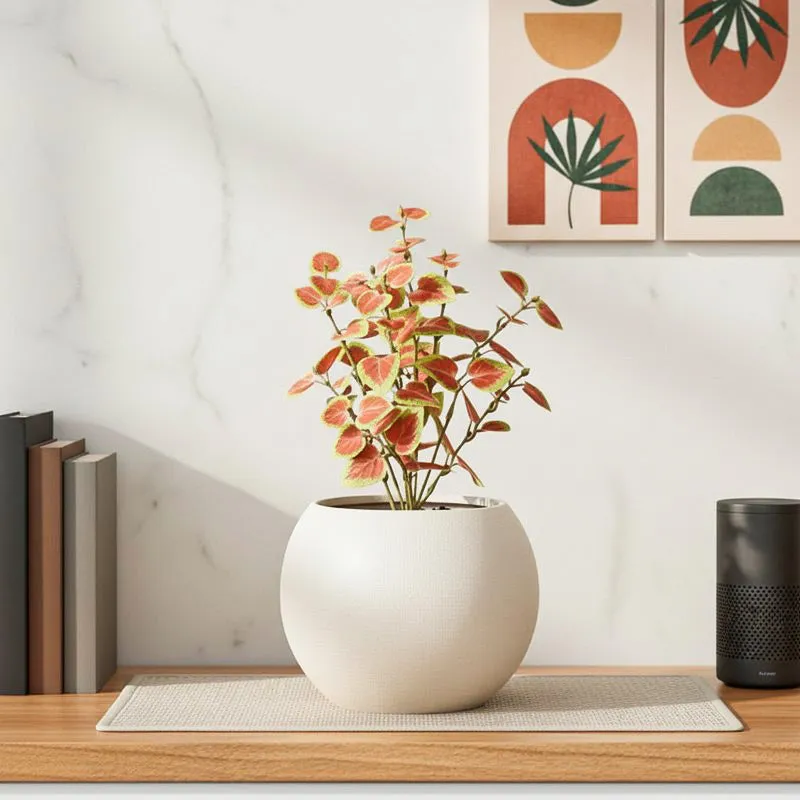 Artificial Natural Looking Coleous Big Plant With Black Fiber Pot (Brown) - 1.4 Feet media 1