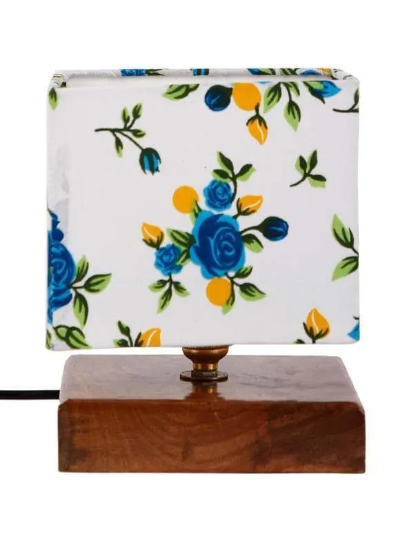 Blue Daisy Square Fabric Table Lamp - Multicolor media 4