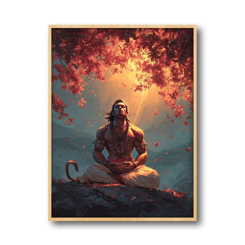 Sri Hanuman Meditating II Archival Paper Wall Art - Natural Brown Frame media 5