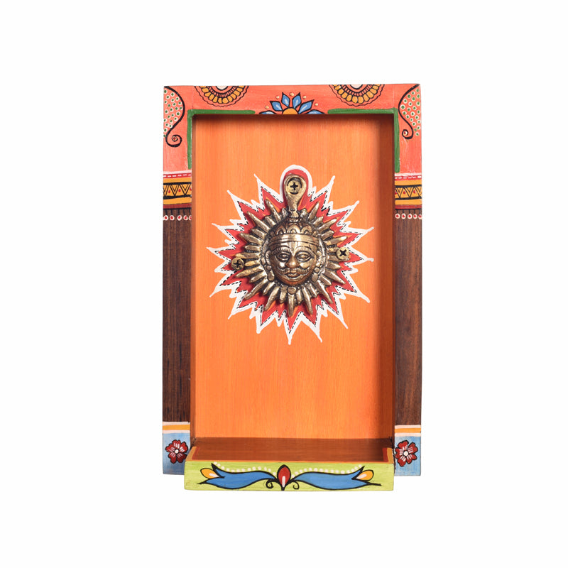 Brass Surya Dev II Wooden Wall Accent media 5