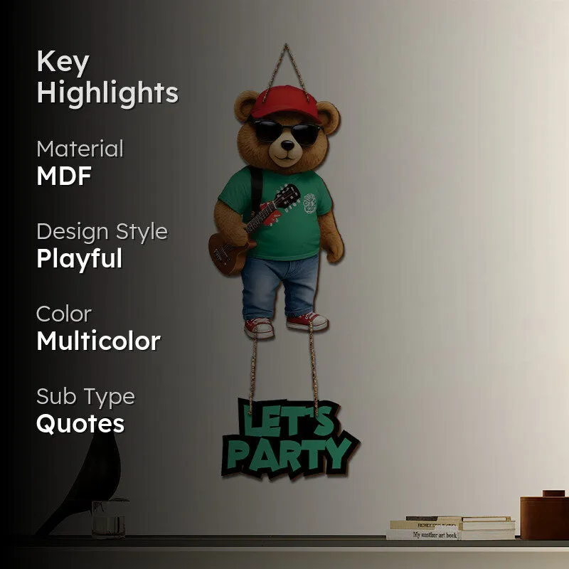 The Party Bear Wood MDF Wall Hanging media 2
