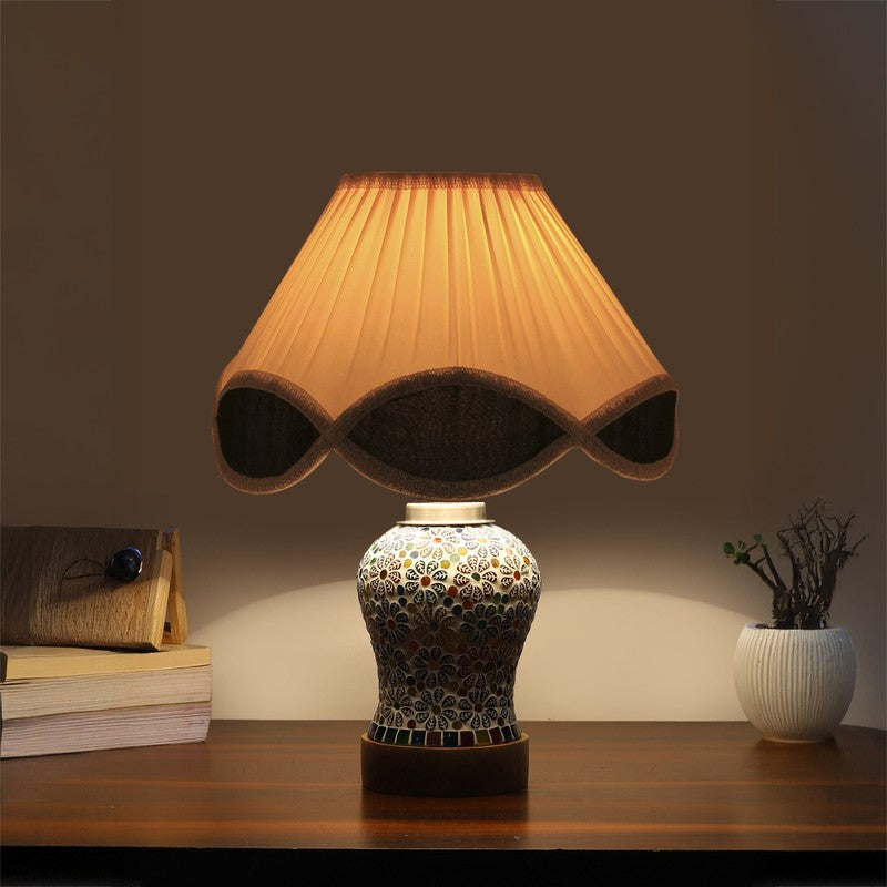 Santora Arc Pleated Wooden Table Lamp - Multicolor