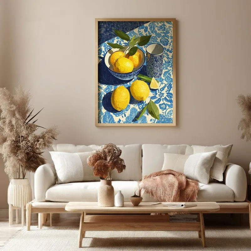 Zestara Lemon Canvas Wall Painting With Brown Frame media 4