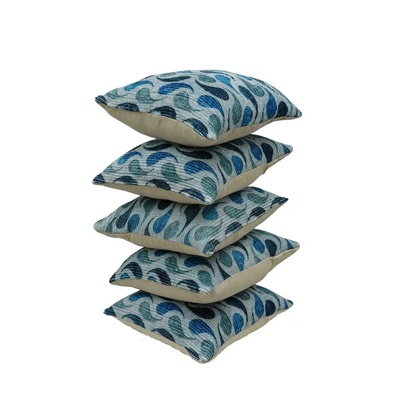 FloralDreamline Cushion Cover (Blue) - Set Of Five media 5