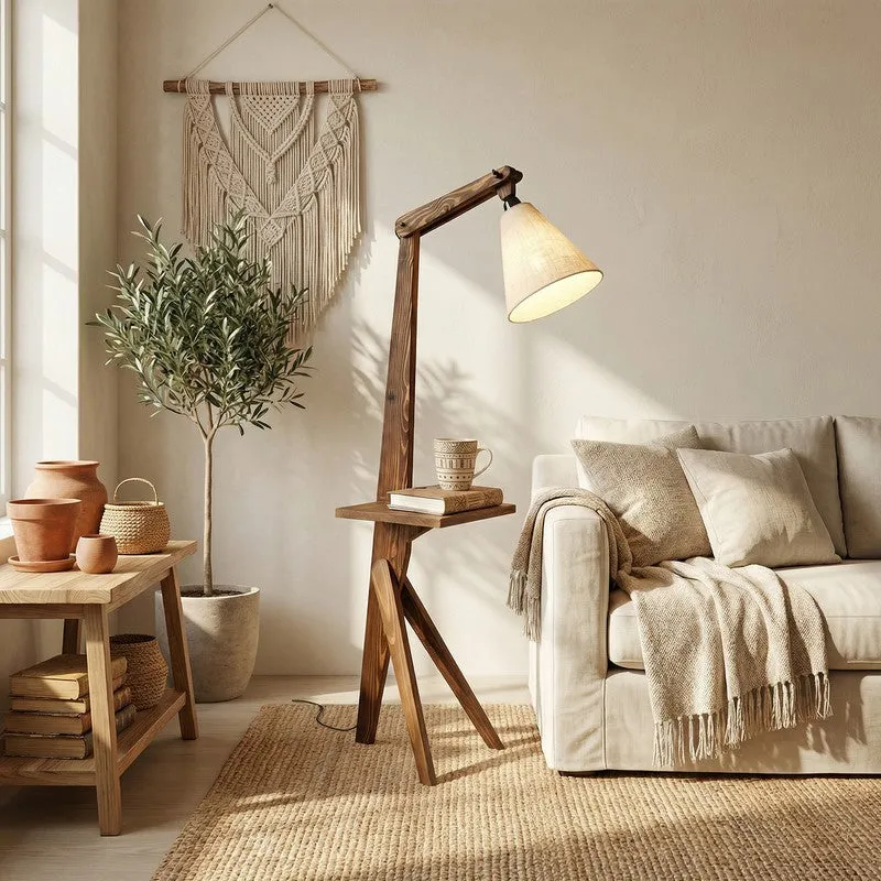 ConicalBeam Wooden Floor Lamp - Brown media 3