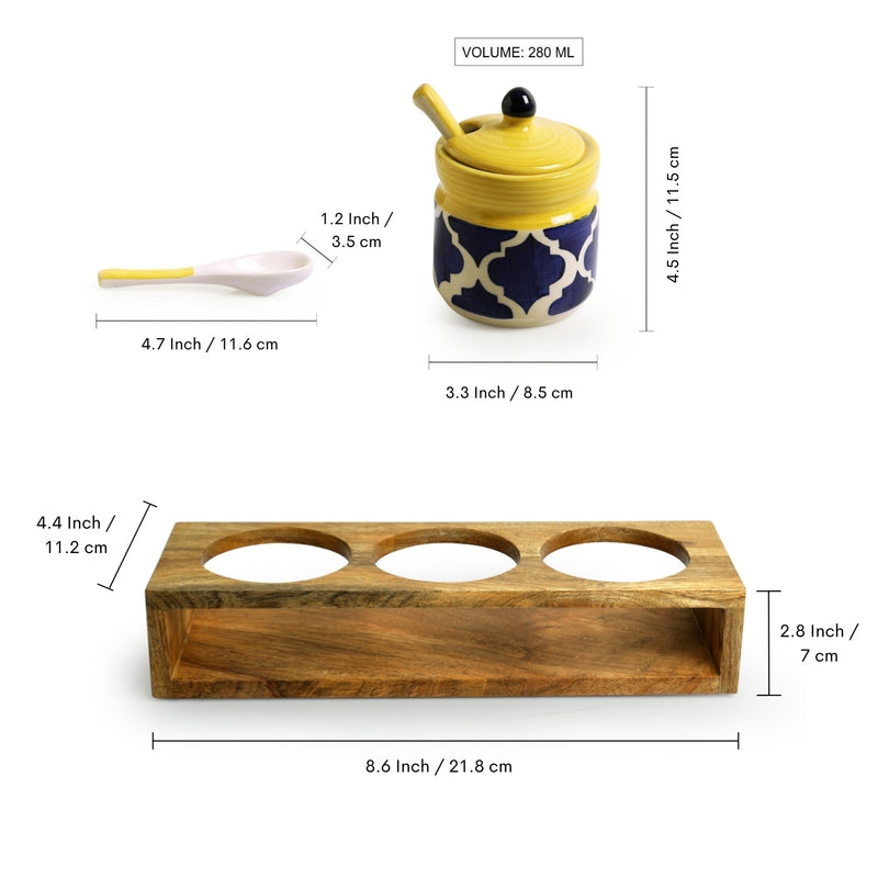 Moroccan Dream Handpainted Storage Jar With Stand (280 Ml) - Seven Piece Set media 7