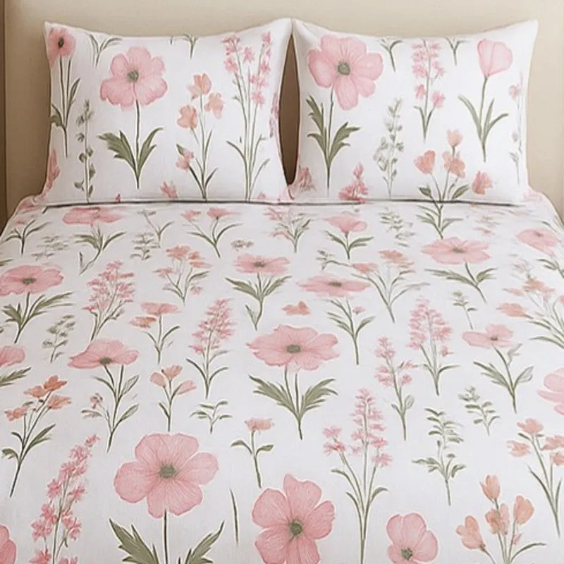 Flora Mist Cotton Bedsheets (Pink) - 400 TC media 3