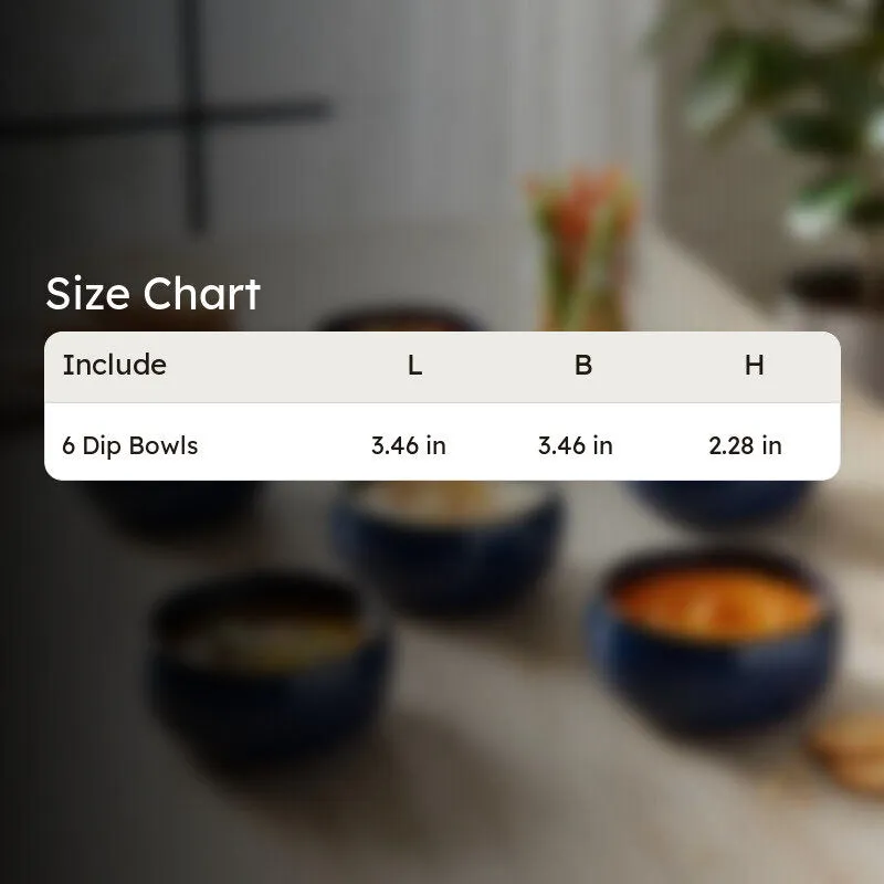 Nocturne Handcrafted Ceramic Dip Bowls (Blue,150 mL) - Set Of Six media 8