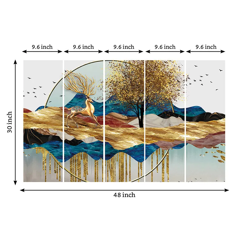 Cosmic Landscape Canvas Wall Art - Set Of Five media 8