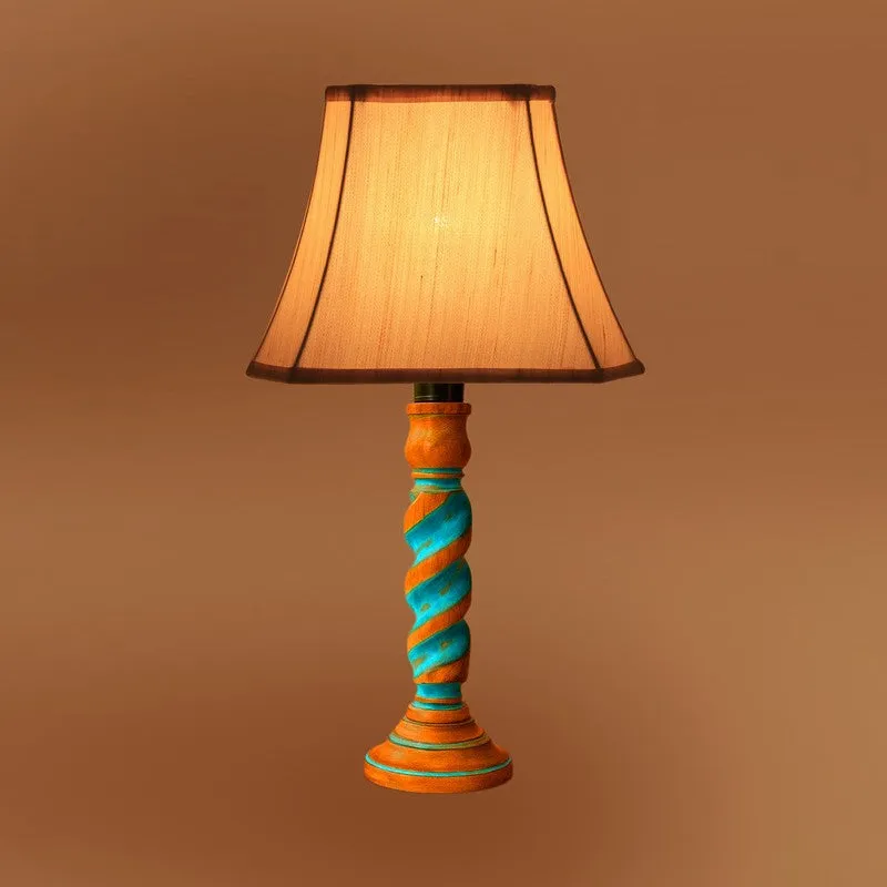 Elara Rivo Wooden Table Lamp - OffWhite media 7