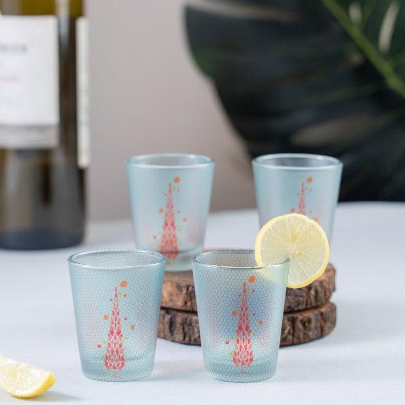 Tree Of Fire Frosted Shot Glass (30 ml) - Set Of Four