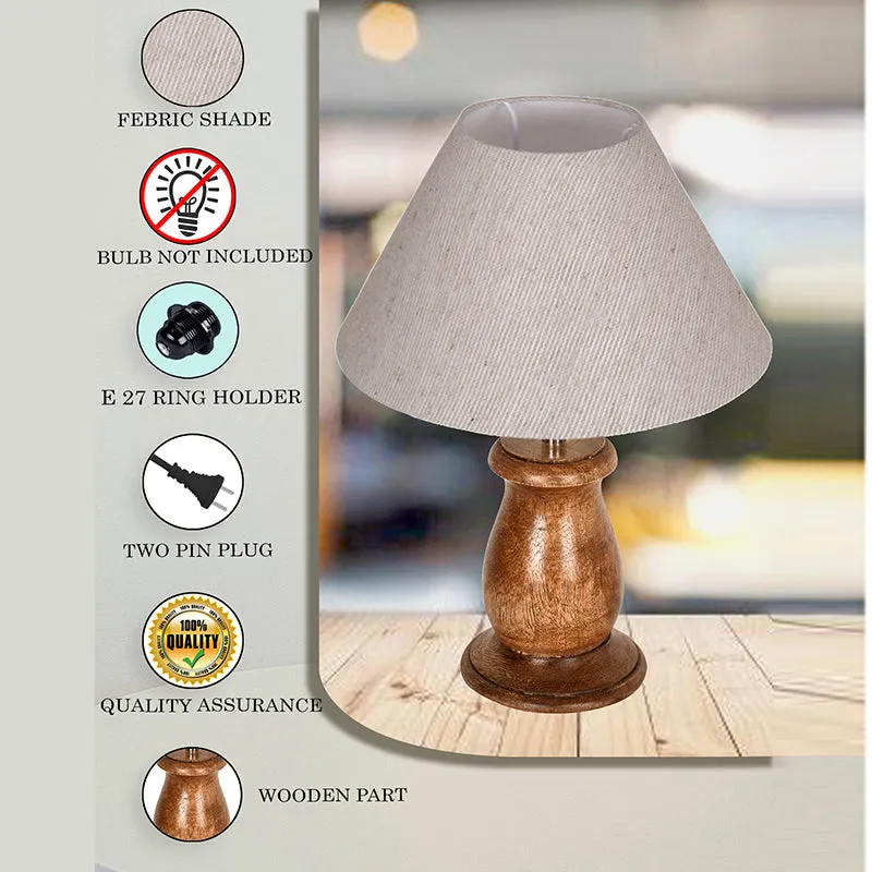 Elahim Wooden Table Lamp - Beige,Brown media 5