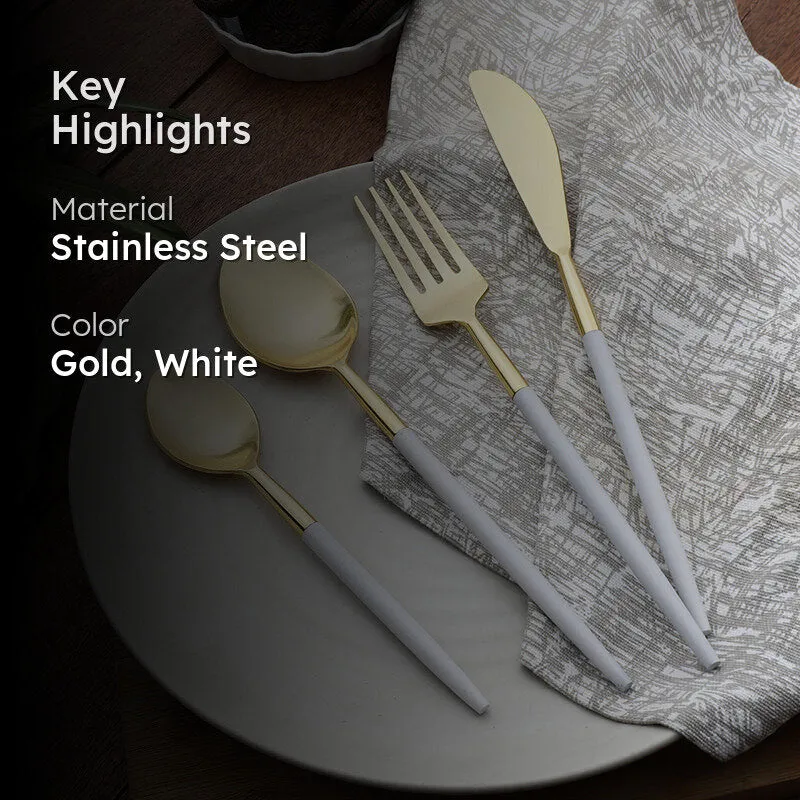 Stirling Cutlery Set (Gold & White) - Four Piece Set media 2