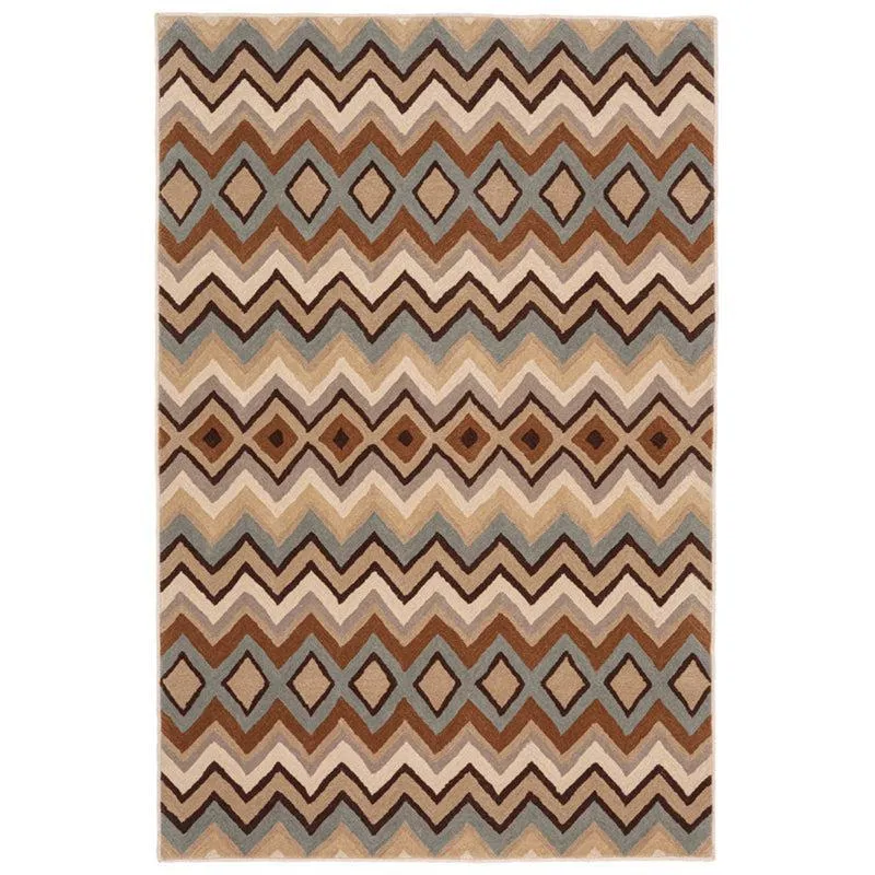 Shelob Geometric Wool & Nylon Carpet - Beige & Green media 1