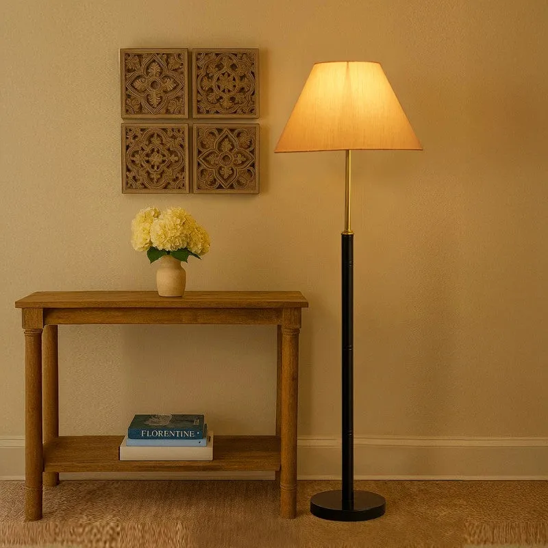 Halo Beam Wooden Floor Lamp - Ivory media 1