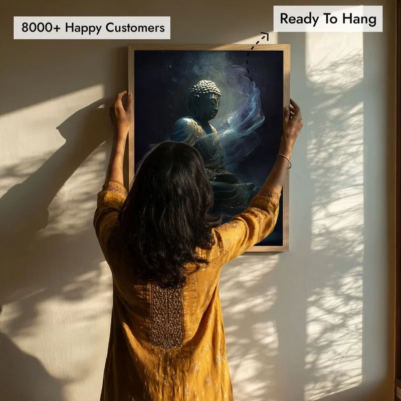Aura of Awakening Buddha Archival Paper Wall Painting With Brown Frame media 7