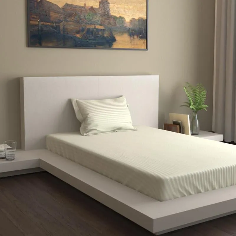 Lush Lavish Solid Cotton Bedsheet (Cream) - 400 TC media 4