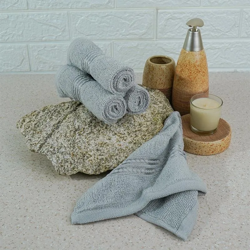 Micro Cotton LuxeDry Solid Face Towel (Grey) - Set Of Four media 1