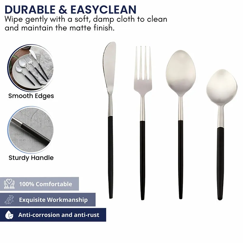 Stirling Cutlery Set (Silver & Black) - Four Piece Set media 5