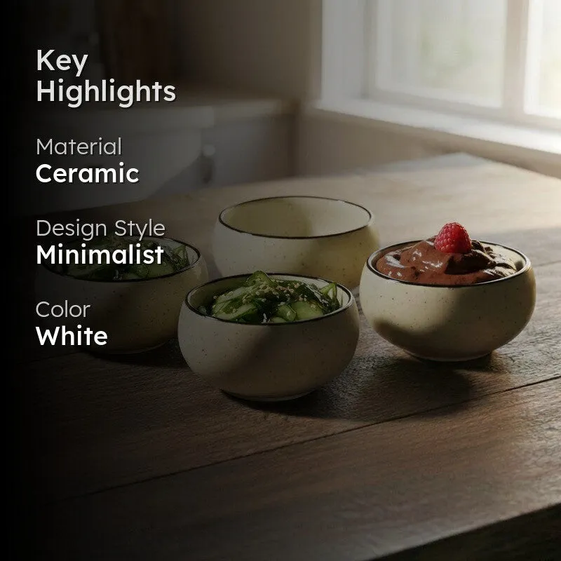 Culine Ceramic Snack Bowls (White, 150 mL Each) - Set Of Four media 2